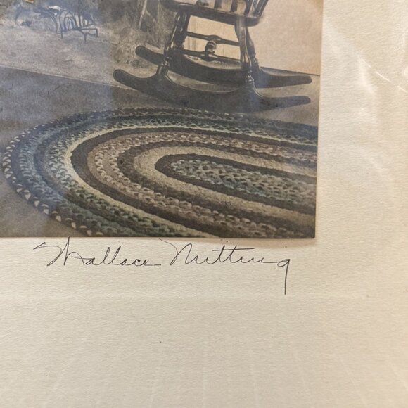 "Prudence Drawing Tea" Vintage Wallace Nutting Print In Wooden Frame - Picture 3 of 9